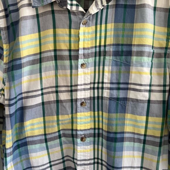 1901 Blue Green Yellow Plaid Button Down Collared Shirt Nordstroms Men's Medium - Picture 7 of 16